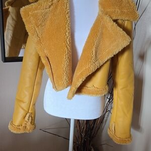 Women's Mustard Faux Leather Jacket